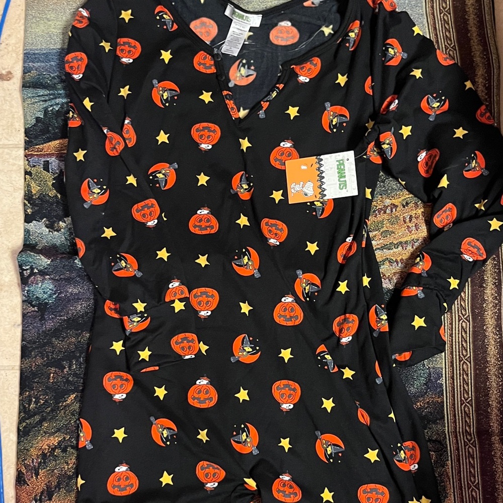Peanuts Halloween Fleece Lined Onesie Romper Sz XL